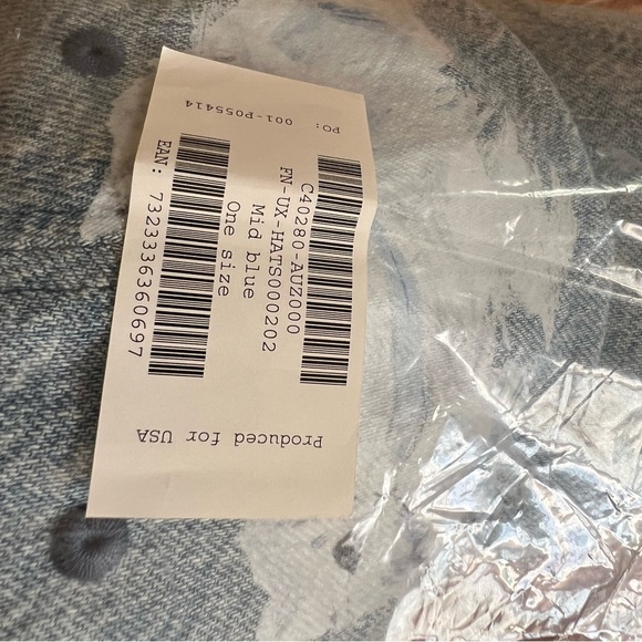 Acne Cat Print Blue Denim Hat - Picture 6 of 6